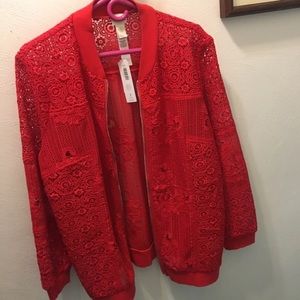 Chico’s Lace Bomber Jacket
